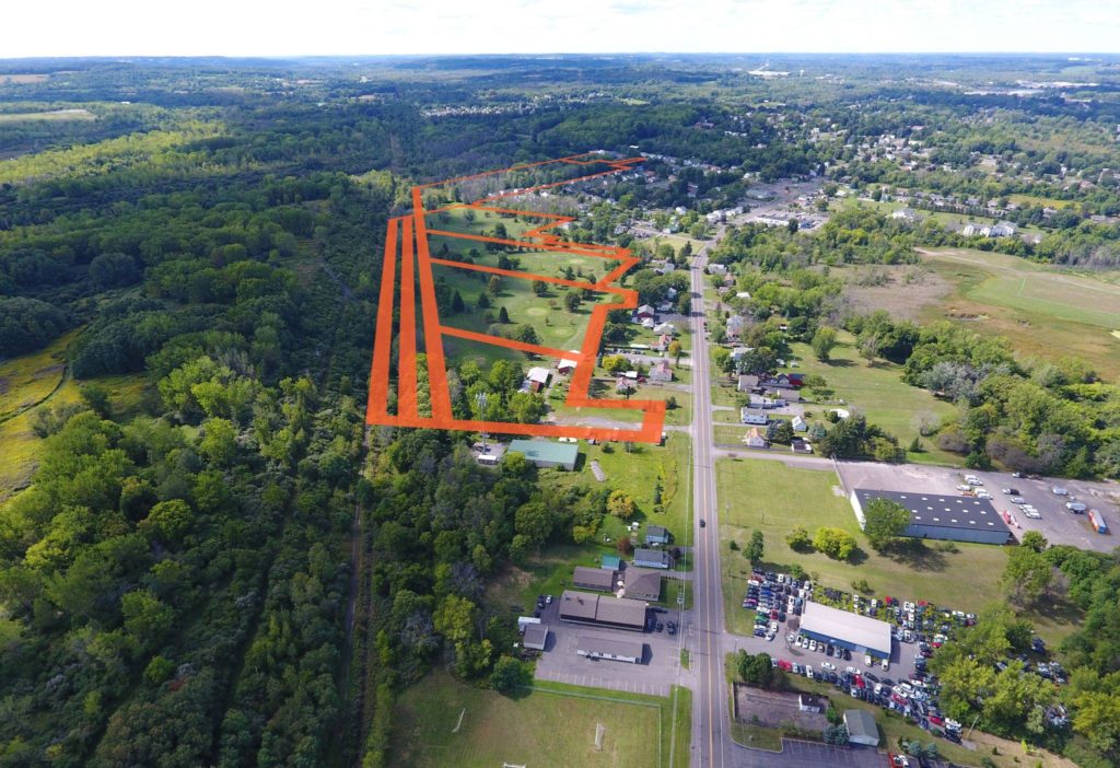 Aerial estimated property lines for 695 State Fair Blvd. Syracuse, NY 13209. Image by Altitude Media.